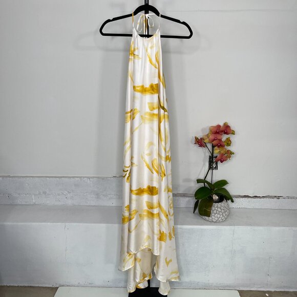 NWT Cult Gaia Womens Yellow Multicolor Chelsea Floral Silk Midi Dress Size M - Picture 4 of 14
